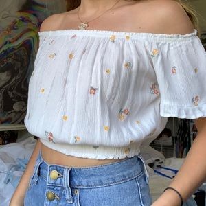 flower white crop top